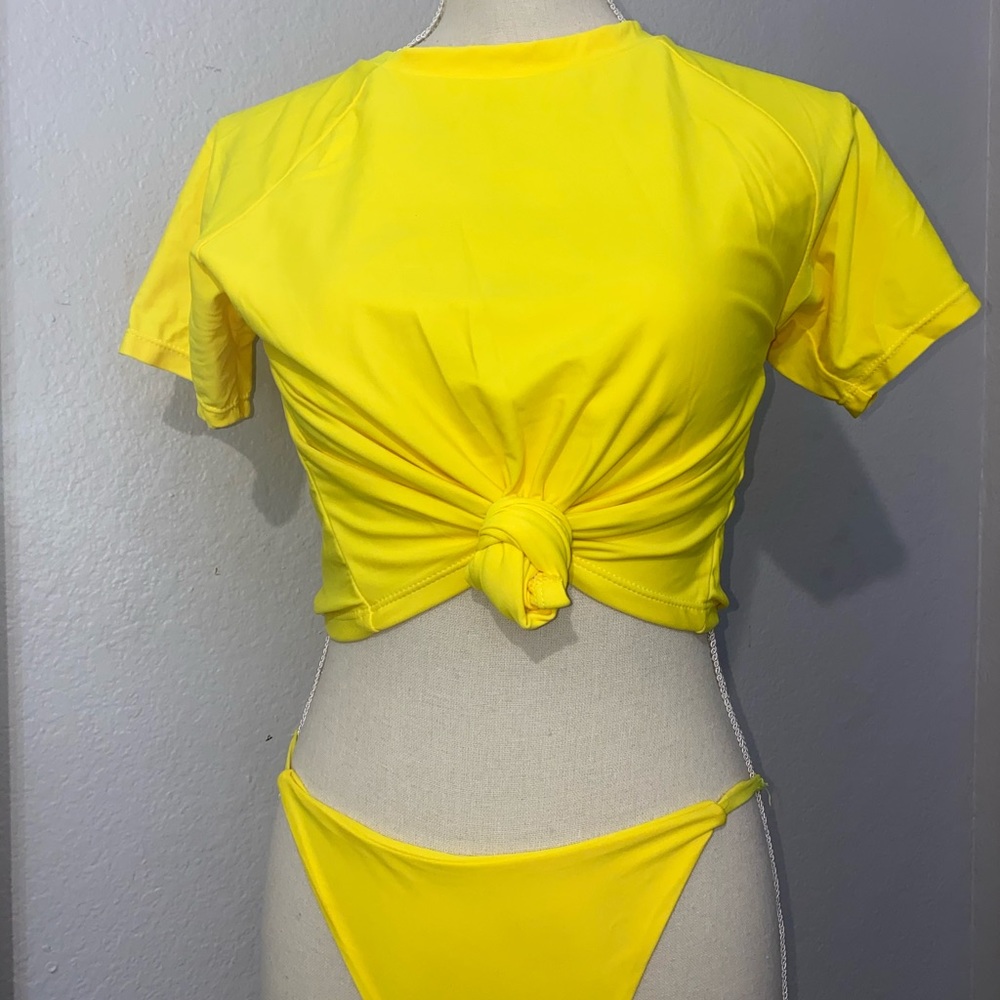 Yellow Crop Top(only) Swimsuit